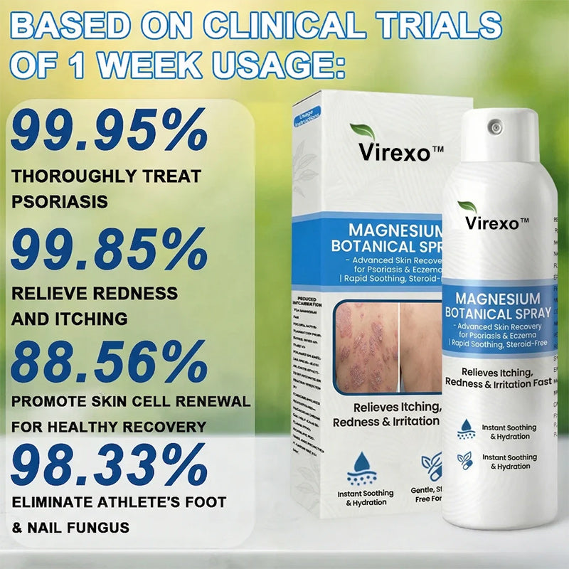 ✅ Official Store | Virexo™ Magnesium Botanical Spray – Advanced Skin Recovery for Psoriasis & Eczema | Rapid Soothing, Steroid-Free